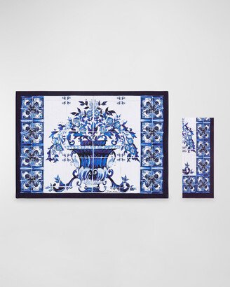 Dolce&Gabbana Casa Blue Mediterraneo Linen Placemat and Napkin Set