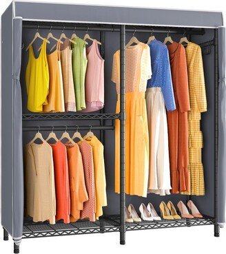VIPEK V4C Garment Rack with Cover Heavy Duty Covered Clothes Rack, Black Metal Closet Rack with Gray Cover