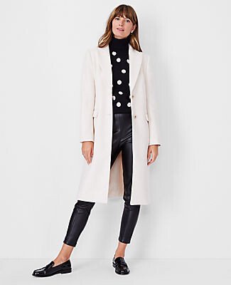 Petite Wool Blend Tailored Chesterfield Coat-AA