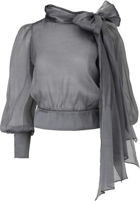 Lita Couture Flawless Grey Bow Blouse