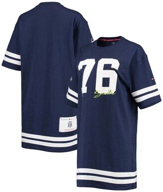 Women's College Navy Seattle Seahawks Clair Half-Sleeve Dress