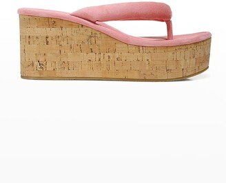 Geno Suede Wedge Thong Sandals