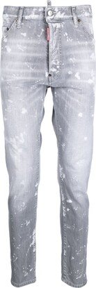 Paint-Splatter Tapered Jeans