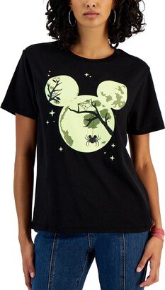 Juniors' Mickey Mouse Halloween Moon Graphic T-Shirt