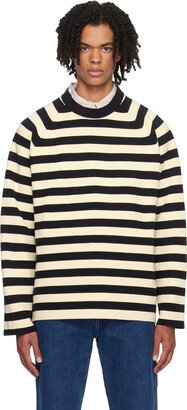 Black & Off-White Striped Sweater