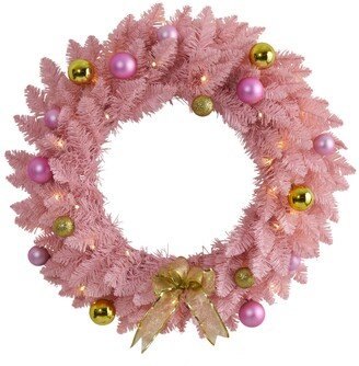 Artificial Christmas Wreath with 35 Led Lights and Ornaments