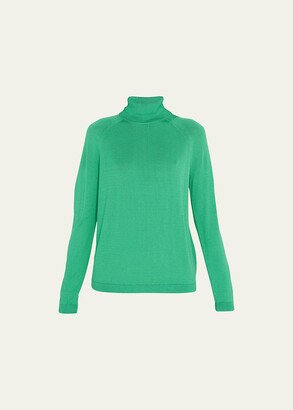 Knit Raglan-Sleeve Turtleneck Sweater