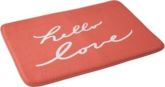 Lisa Argyropoulos Hello Love Memory Foam Bath Mat Typography Orange