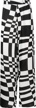 Geometric-Print Straight Trousers