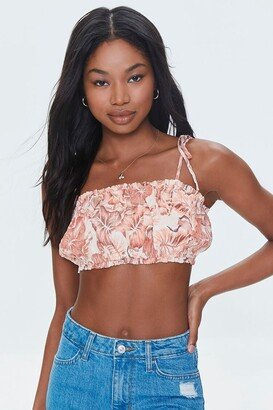 Tropical Floral Print Cropped Cami