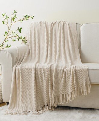 Classic Textured Ribbed Knit Throw, 50 x 60