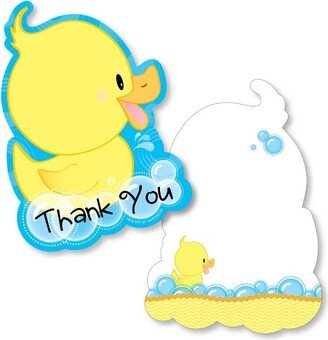 Big Dot of Happiness Ducky Duck - Shaped Thank You Cards - Baby Shower or Birthday Party Thank You Note Cards with Envelopes - Set of 12