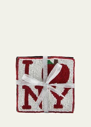 I Apple NY Beaded Coasters, Set of 4