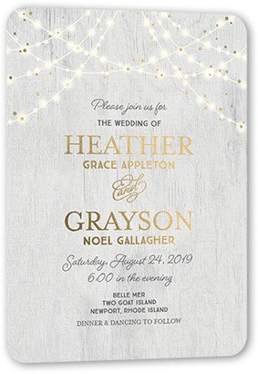 Wedding Invitations: Glowing Celebration Wedding Invitation, Rounded Corners