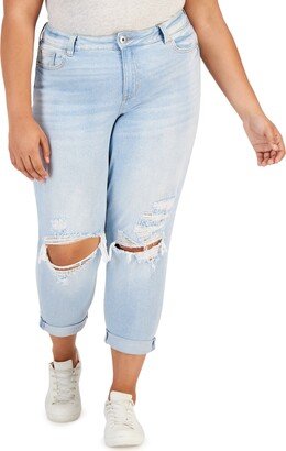 Trendy Plus Size Distressed Girlfriend Jeans