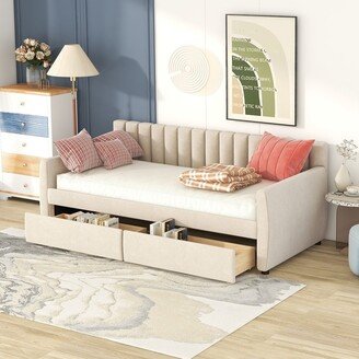 Velvet Upholstered Daybed with 2 Storage Drawers/ Trundle