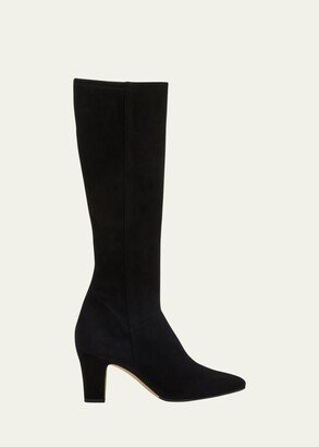 Pitana Suede Block-Heel Knee Boots-AB