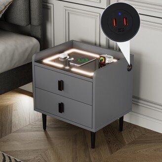 Nightstand with Wireless Charging Station