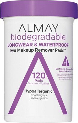 Biodegradable Longwear & Waterproof Eye Makeup Remover Pads - 120ct