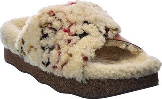 Wavy Shearling & Leather Slide