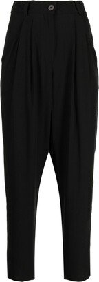 Tapered Pleated Silk Trousers