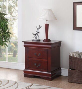 Tiramisubest Louis Philippe Nightstand, 2 Drawers&Brushed Nickel Metal Handle, Cherry