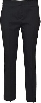 Black virgin wool cropped trousers