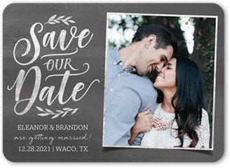 Save The Date Cards: Textured Type Save The Date, Gray, 5X7, Matte, Signature Smooth Cardstock, Rounded