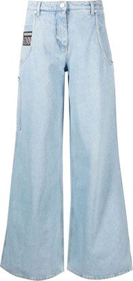 Zig-Zag Panels Wide-Leg Jeans