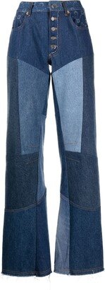 Moonogram wide-leg denim trousers