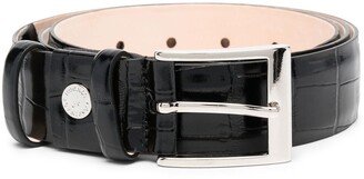 Classic crocodile-effect leather belt