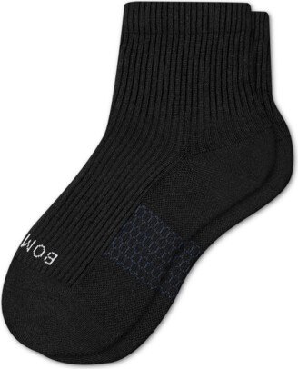 Women's Hybrid Ribbed Quarter Socks - Black - Large - Cotton