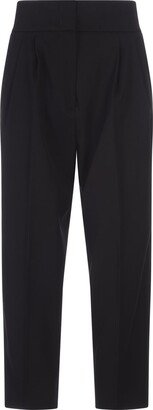 Black Twill Pleated Trousers