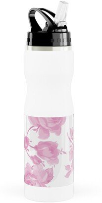 Photo Water Bottles: Saint Colette June Roses - Pink Stainless Steel Water Bottle With Straw, 25Oz, With Straw, Pink