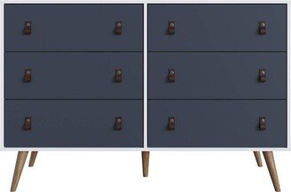 Amber 6 Drawer Double Dresser with Faux Leather Handles