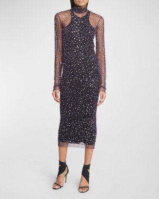 Tegan Shiny Tulle Midi Dress