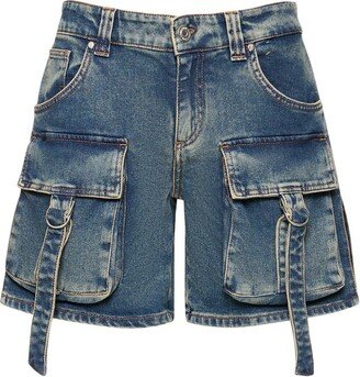 Denim cargo shorts w/ pockets