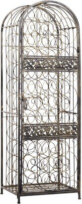 HOMCOM 45 Bottle Wrought Iron Wine Rack Jail with Lock - Antique Bronze