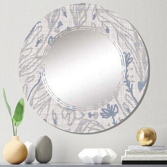 Designart 'Vintage Blue Farmhouse Flower VIII' Printed Patterned Wall Mirror