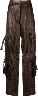 ANDREĀDAMO Mid-Rise Cargo Leather Pants-AA