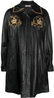 1980s Crown Embroidery Leather Coat