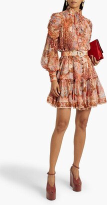 Ruffled printed georgette mini dress