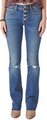 Sweet Exposed Button Bootcut Jeans