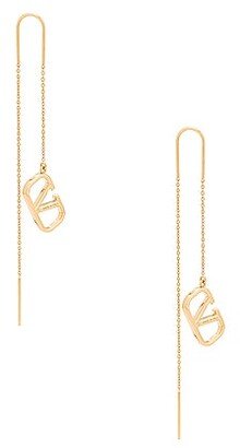 VLogo Dangle Earrings in Metallic Gold