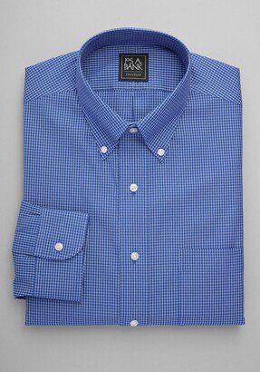Big & Tall Men's Traveler Collection Traditional Fit Button-Down Collar Grid Dress Shirt-AA
