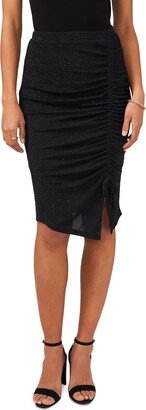 Petites Womens Metallic Knee-Length Midi Skirt