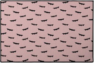 Door Mats: Grungy Bats And Speckles - Pink Door Mat, Pink