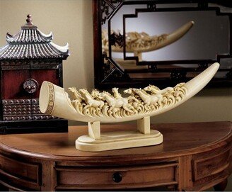 Galloping Horses Sculptural Oliphant Tusk - Off-White