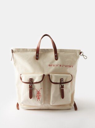 White Bugs Right Embroidered Canvas Backpack