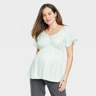 Isabel Maternity by Ingrid & Isabel Short Sleeve Woven Popover aternity Shirt - Isabel aternity by Ingrid & Isabel™